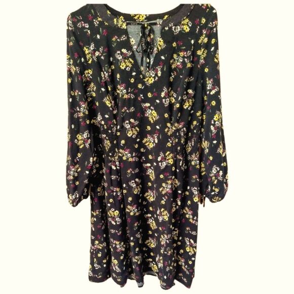 TORRID Multi- Color Floral Print Challis Smocked Waist Dress. - Picture 9 of 16